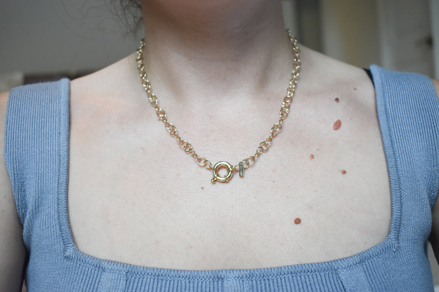 NEW Handmade 14k Yellow Gold Rolo Link Chain Necklace 16 1/2"
