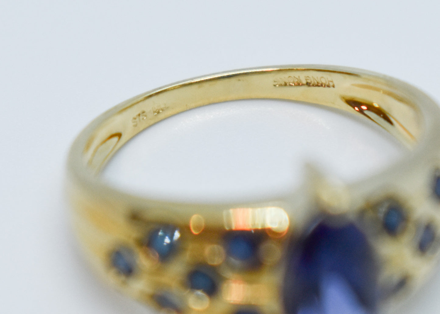 Vintage 14k Yellow Gold Sapphire & Iolite Ring Size 7