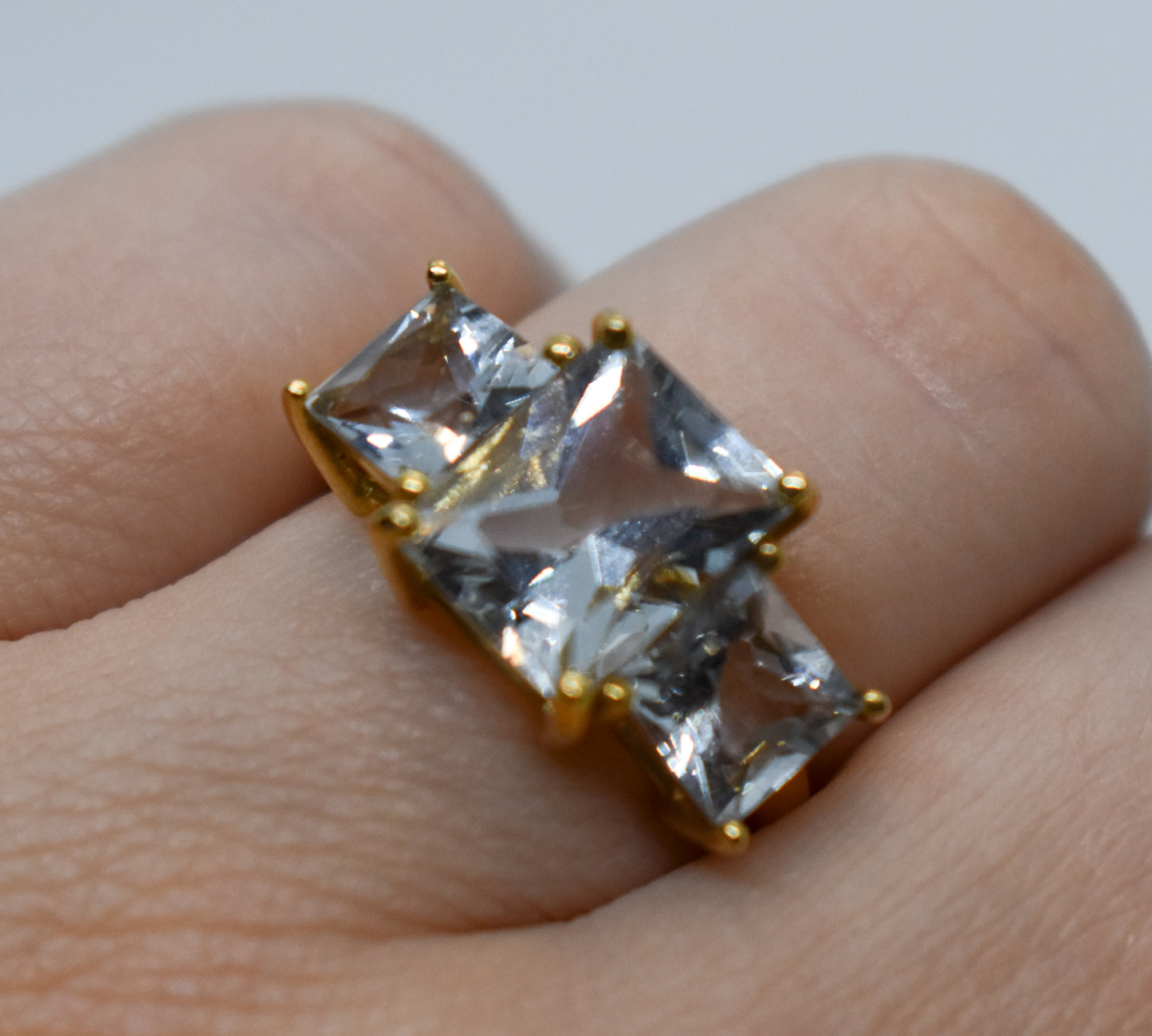 Vintage 14k Yellow Gold Aquamarine Ring Size 6