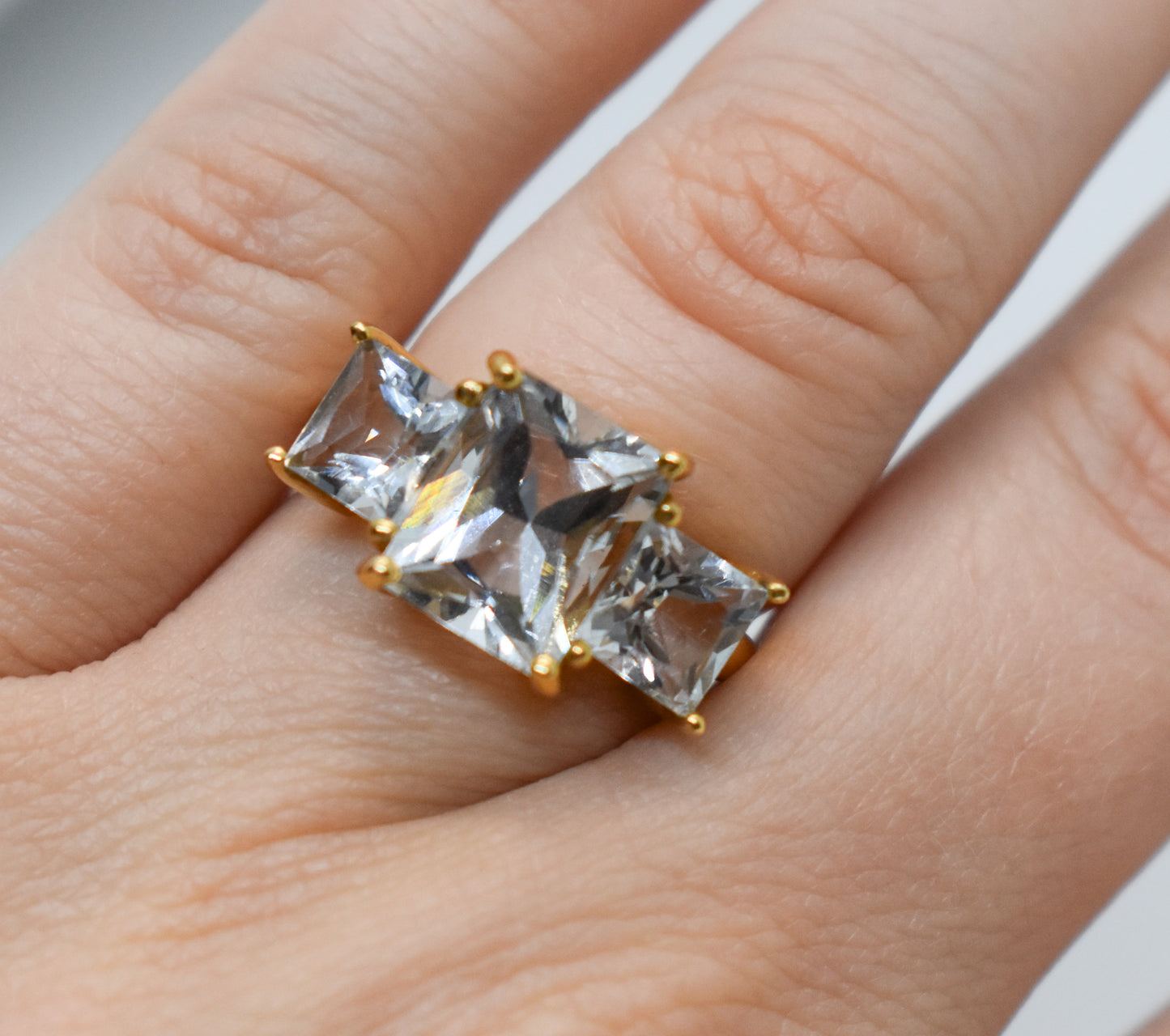 Vintage 14k Yellow Gold Aquamarine Ring Size 6