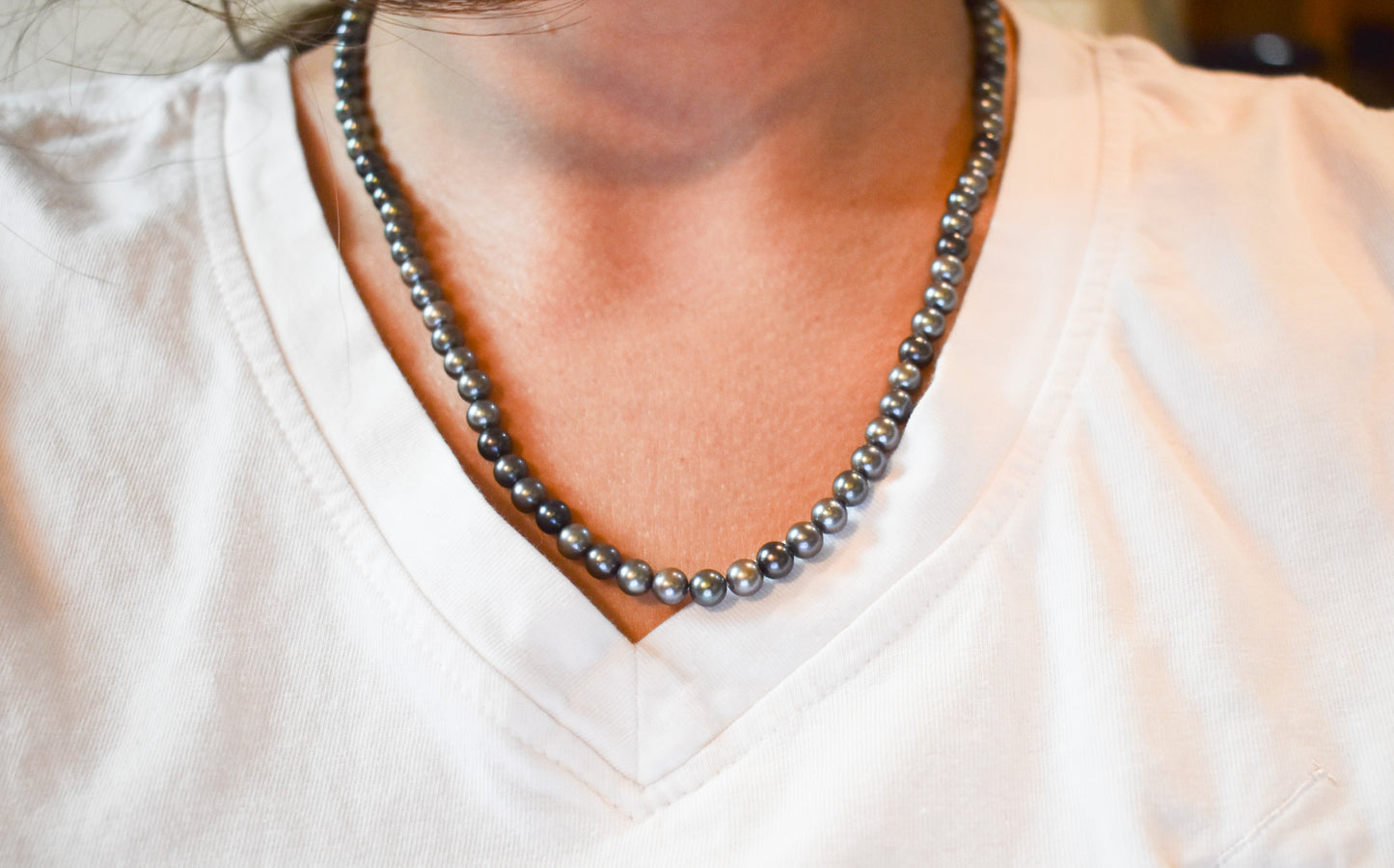 Vintage Black Pearl Necklace with 14k Gold Clasp 18"