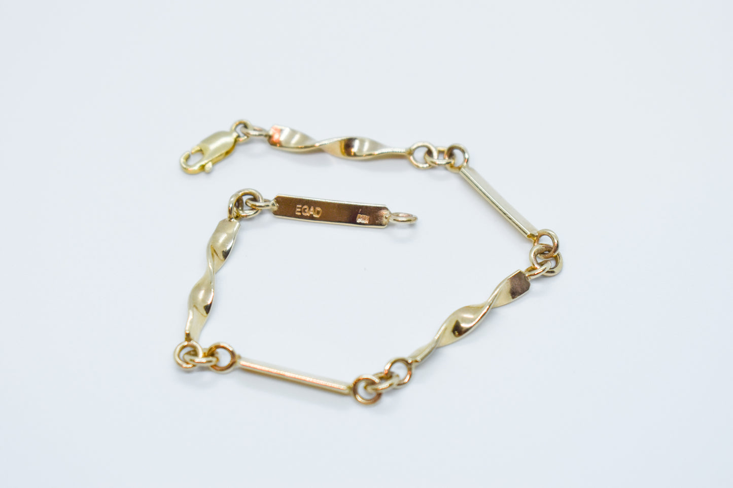 Handmade 14k Yellow Gold EGAD Twisted Bracelet 7"
