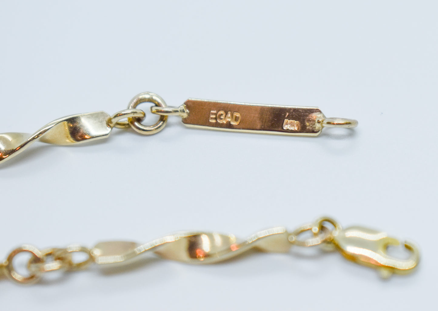 Handmade 14k Yellow Gold EGAD Twisted Bracelet 7"