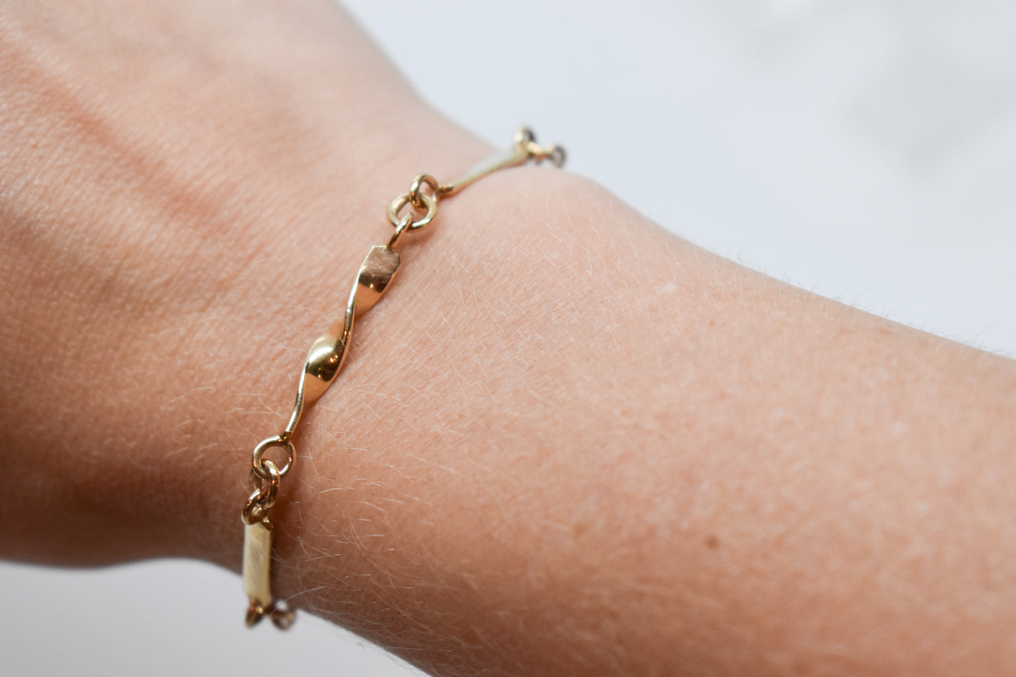 Handmade 14k Yellow Gold EGAD Twisted Bracelet 7"