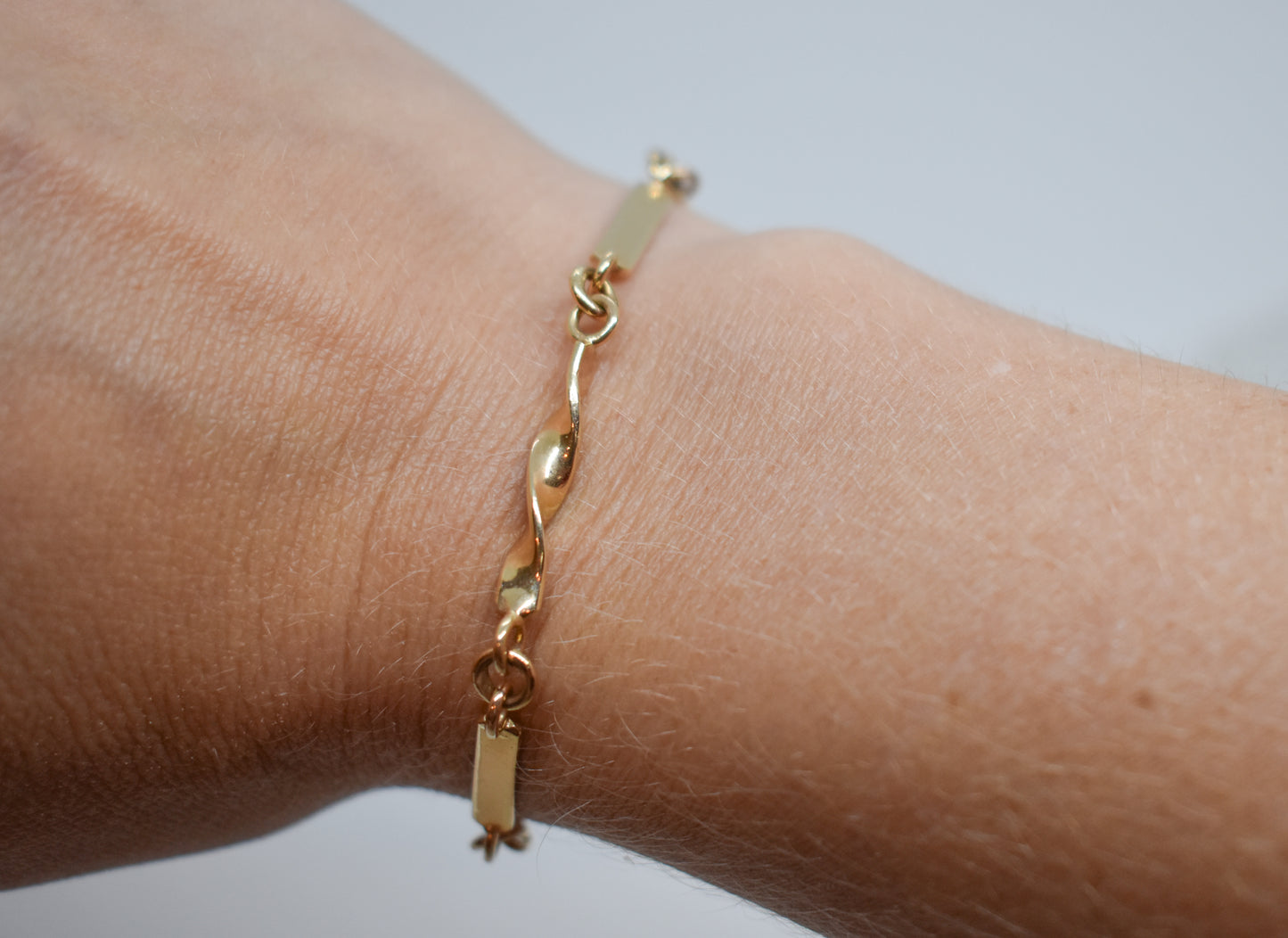 Handmade 14k Yellow Gold EGAD Twisted Bracelet 7"