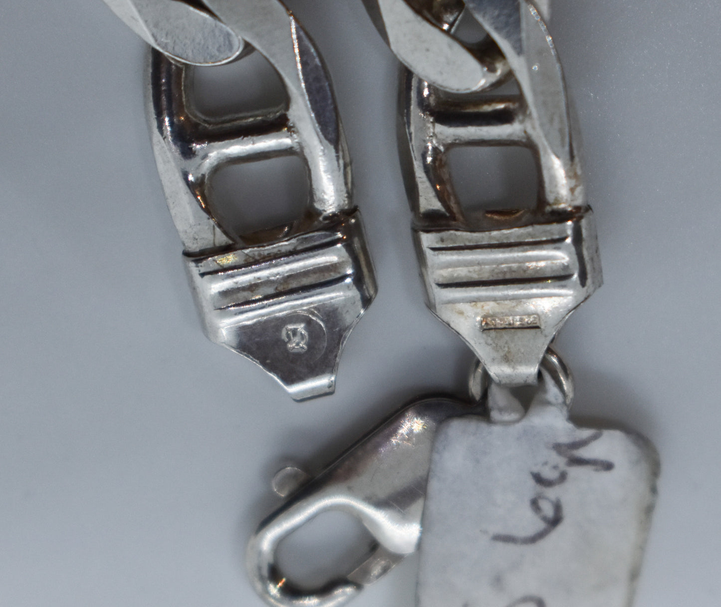 Vintage Sterling Silver Flat Mariner Link Chain Bracelet 8"
