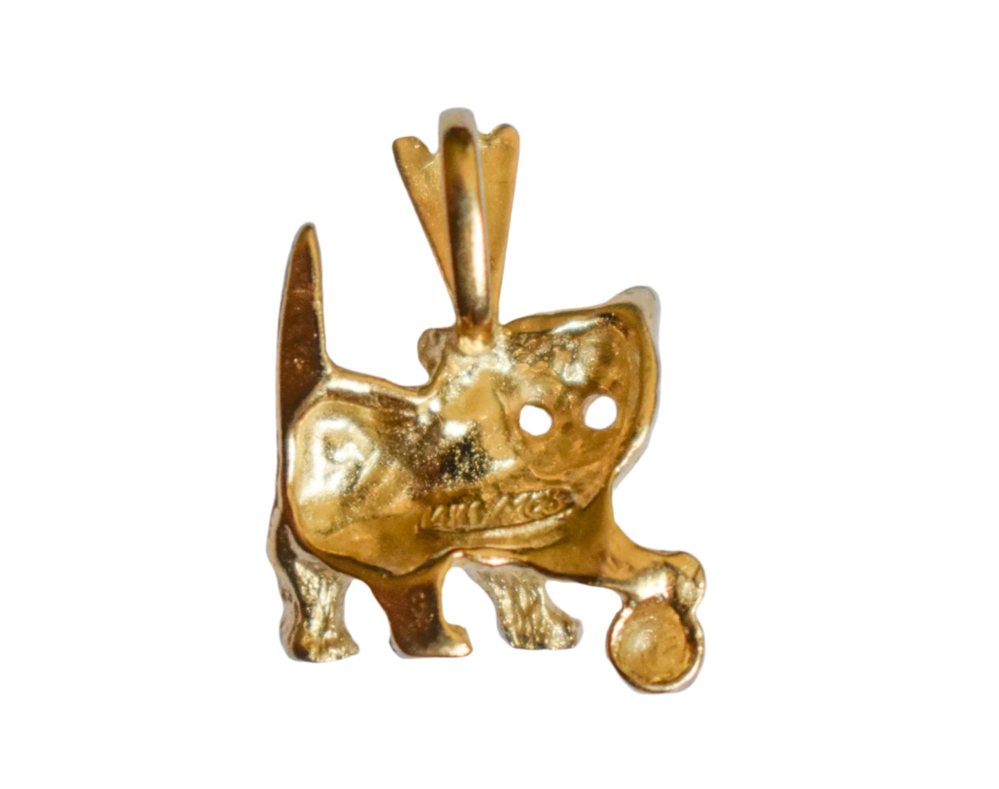 Vintage 14k Yellow Gold Michael Anthony Cat and Ball Pendant