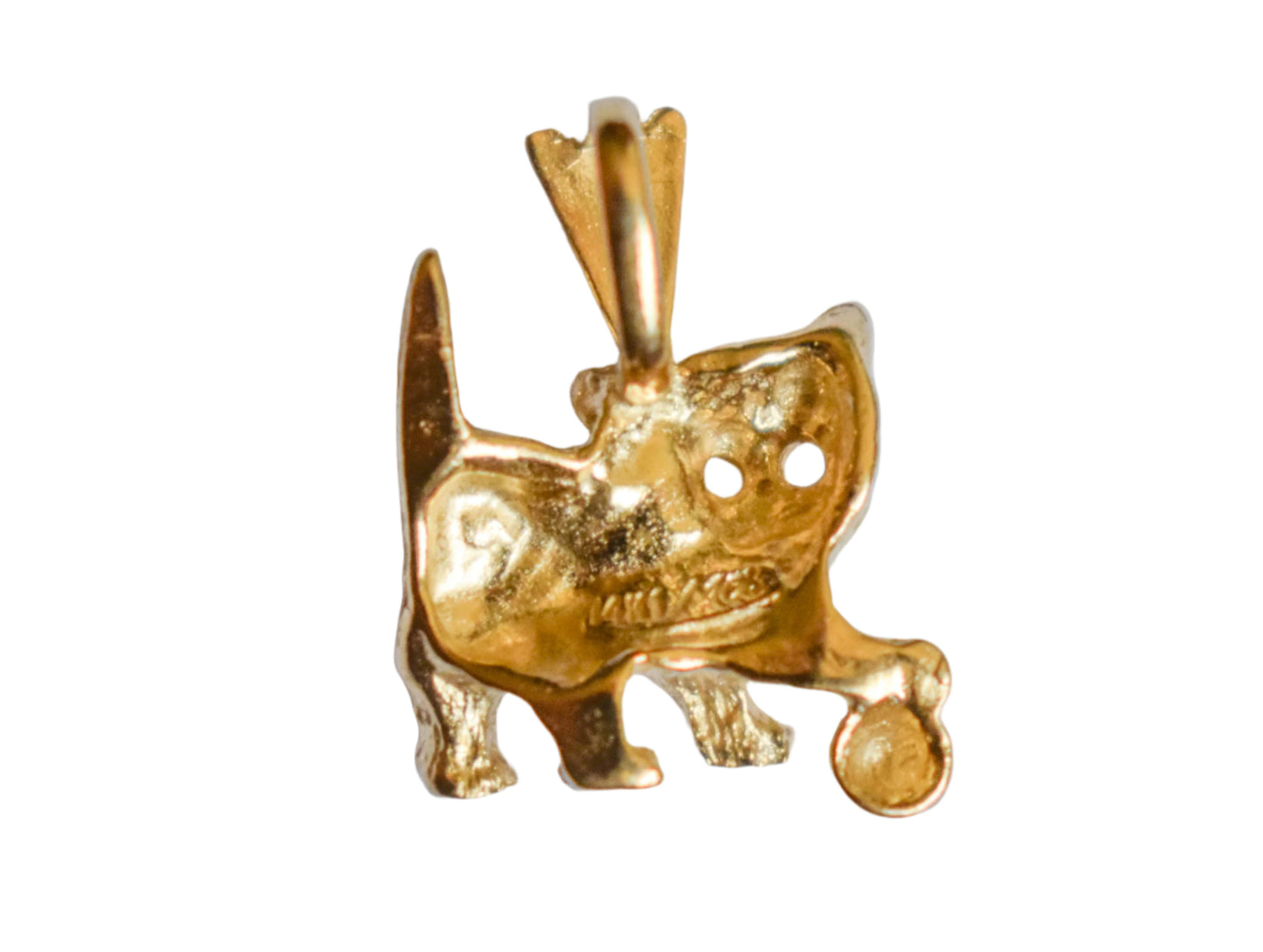 Vintage 14k Yellow Gold Michael Anthony Cat and Ball Pendant