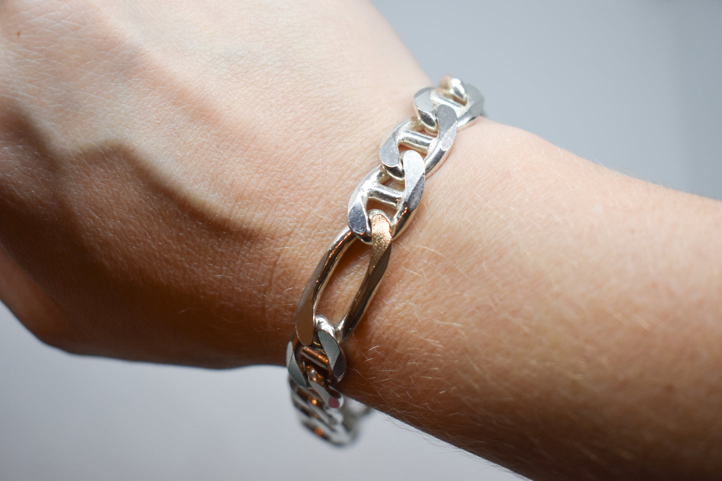 Vintage Sterling Silver Figarucci Chain Bracelet 9"