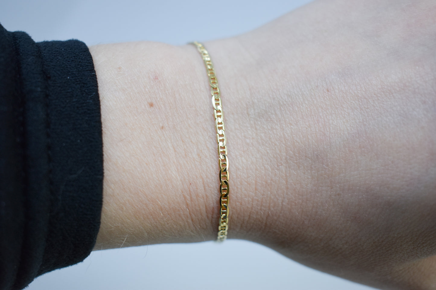 Vintage 14k Yellow Gold Mariner Link Chain Bracelet 7 1/4"