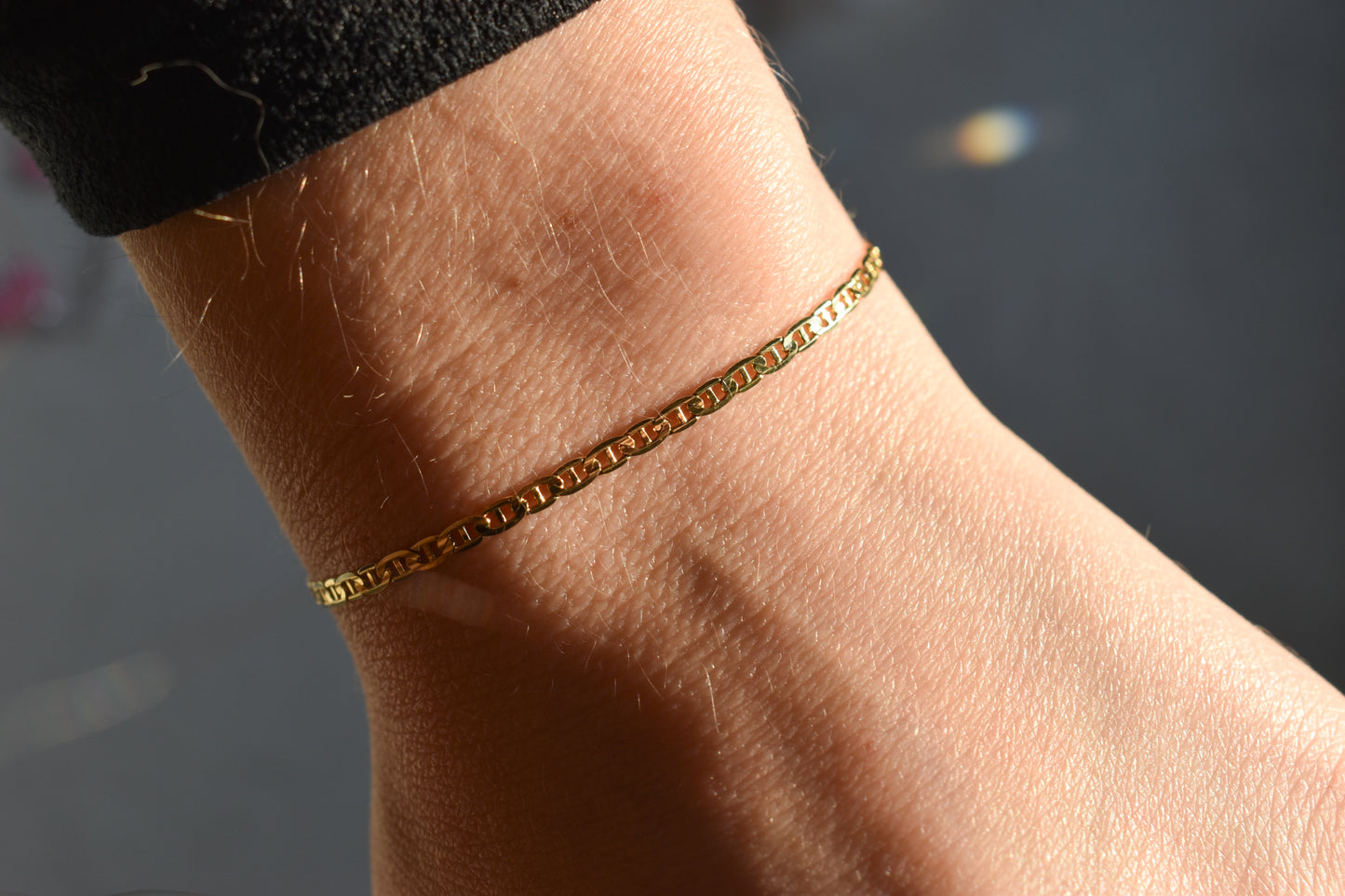 Vintage 14k Yellow Gold Mariner Link Chain Bracelet 7 1/4"