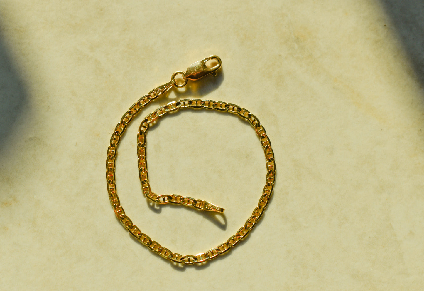 Vintage 14k Yellow Gold Mariner Link Chain Bracelet 7 1/4"