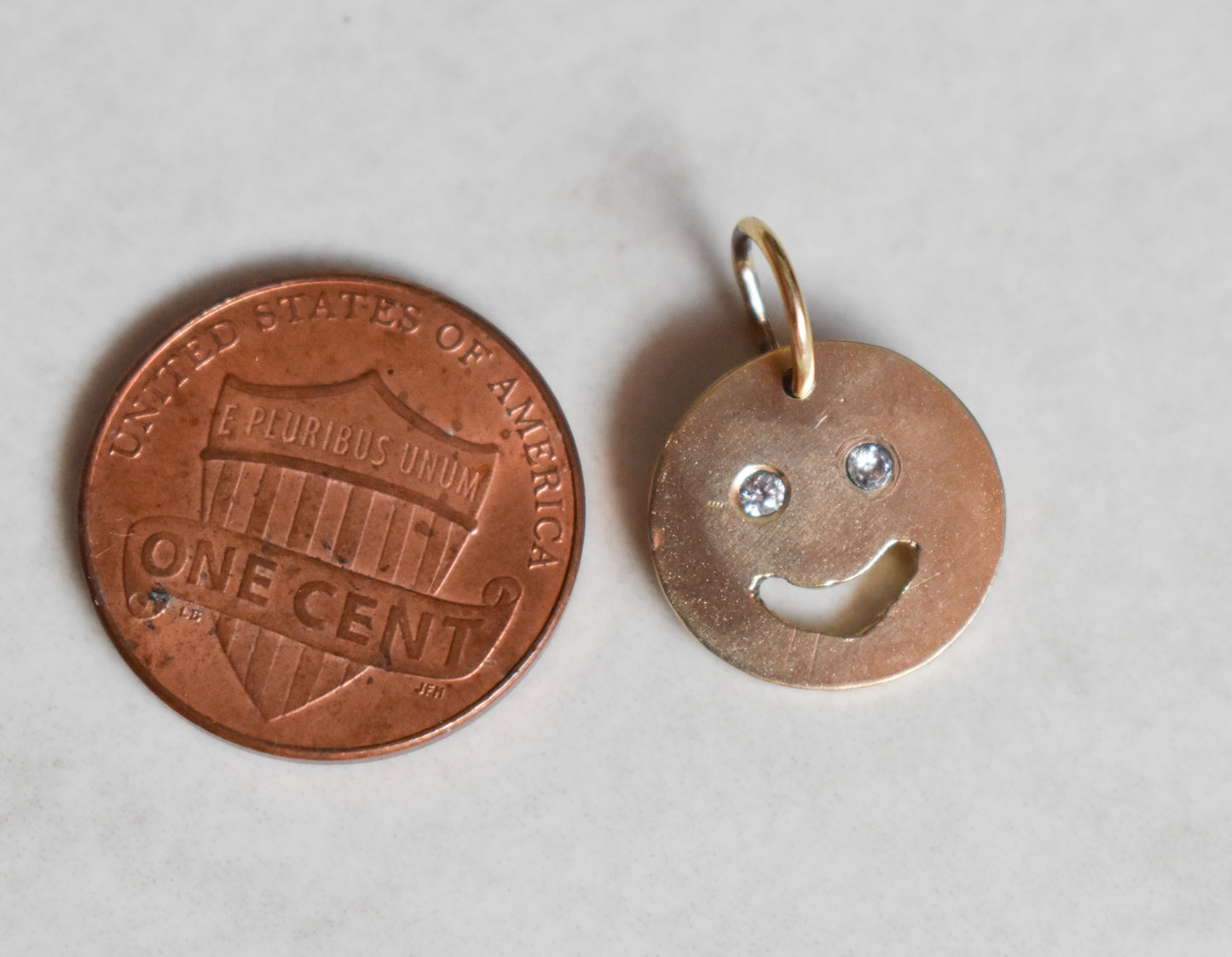 Handmade Solid 14k Gold CZ Smiley Pendant – Limited Edition
