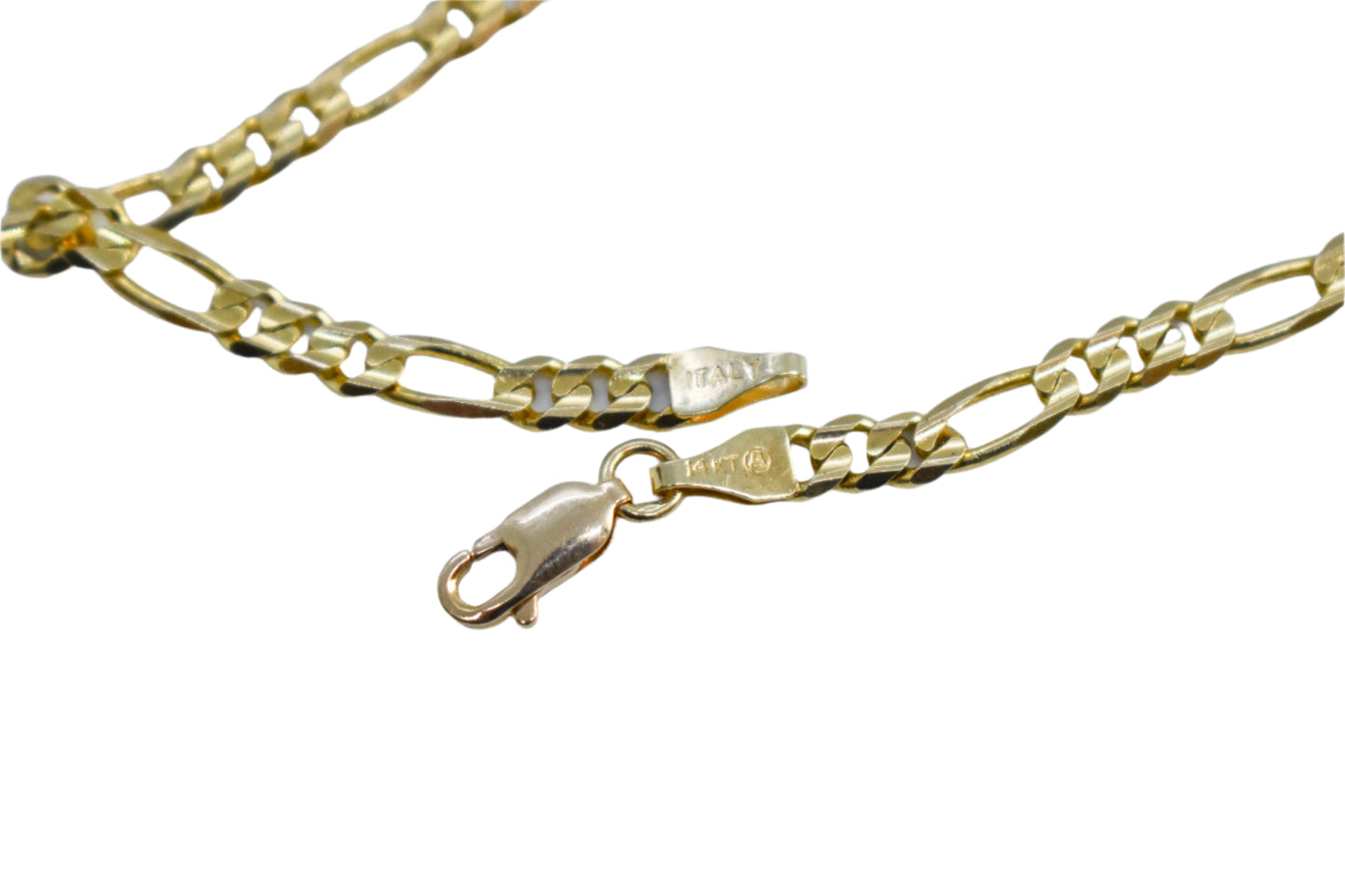 Vintage 14k Yellow Gold Figaro Chain Link Bracelet 8"