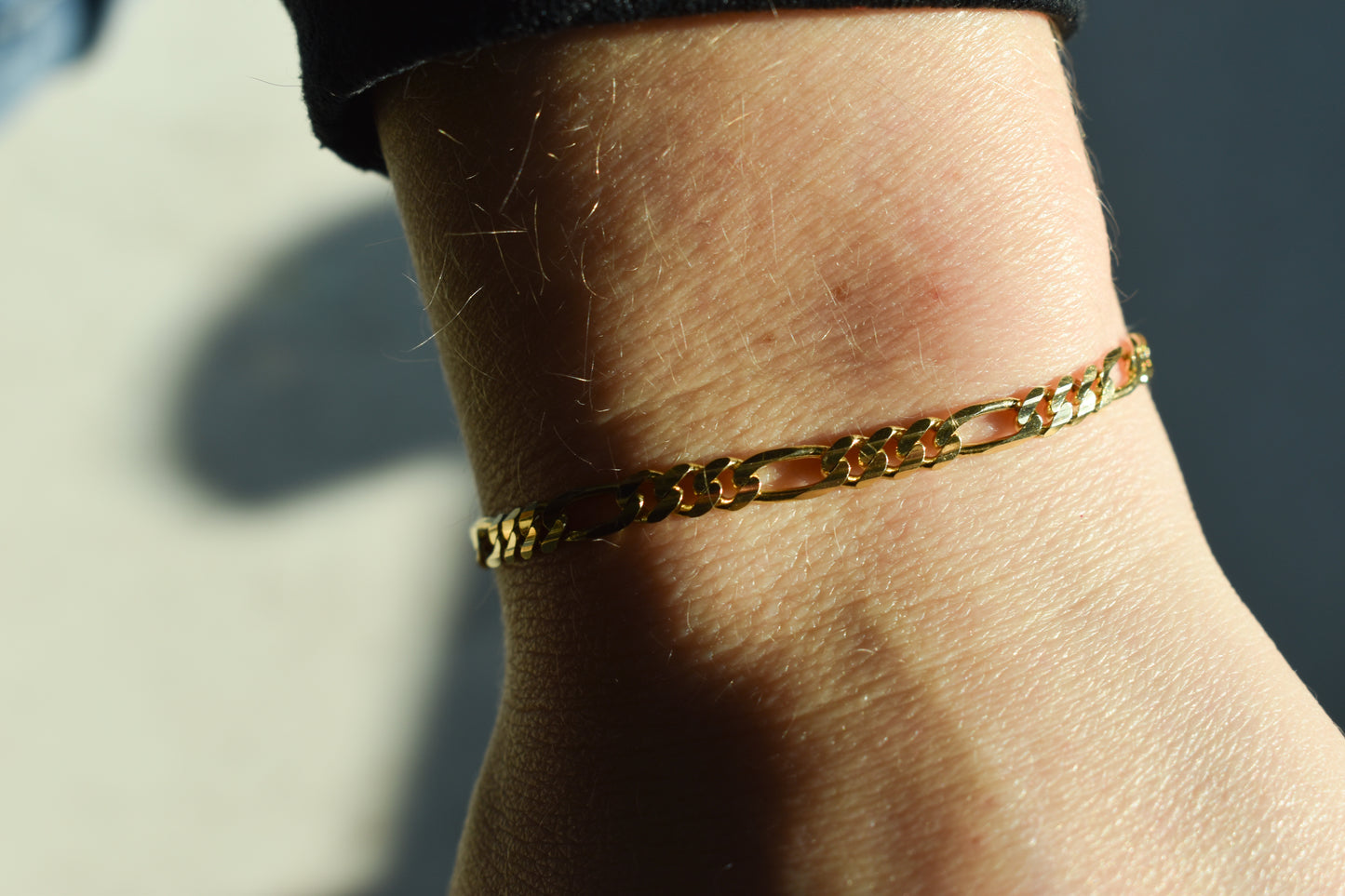 Vintage 14k Yellow Gold Figaro Chain Link Bracelet 8"