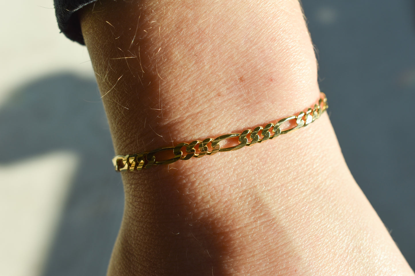 Vintage 14k Yellow Gold Figaro Chain Link Bracelet 8"