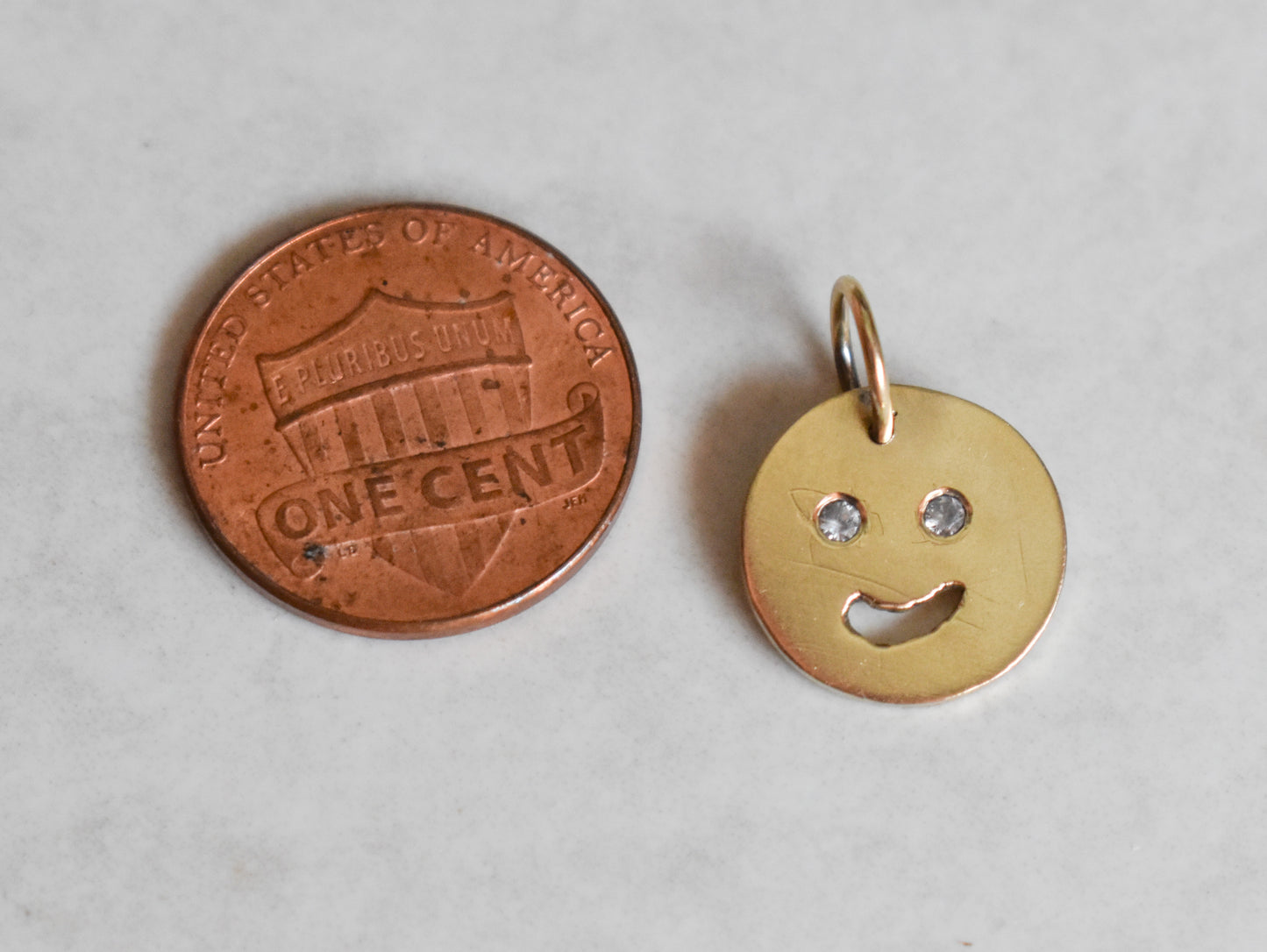 Handmade Solid 14k Gold CZ Smiley Pendant – Limited Edition