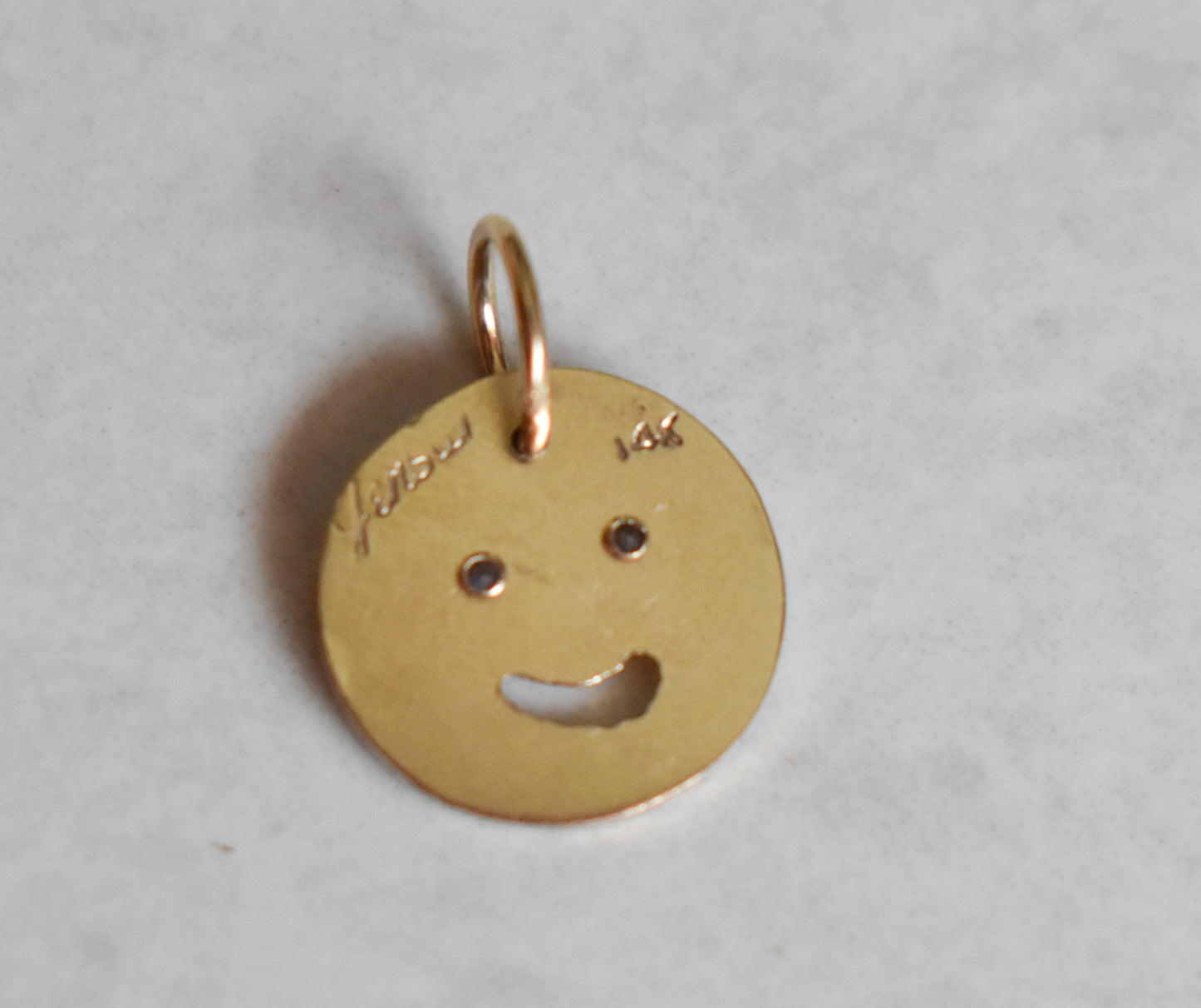 Handmade Solid 14k Gold CZ Smiley Pendant – Limited Edition