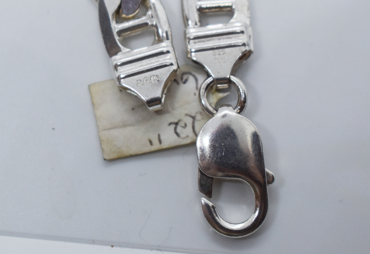 Vintage Sterling Silver Flat Mariner Link Chain Necklace 22"