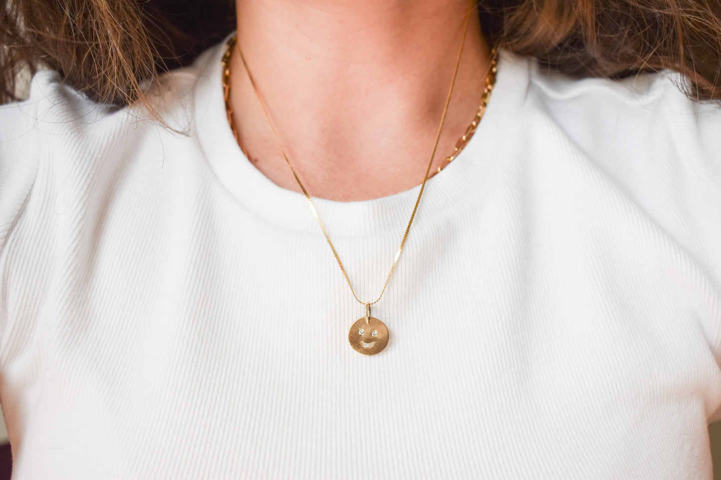 Handmade Solid 14k Gold CZ Smiley Pendant – Limited Edition