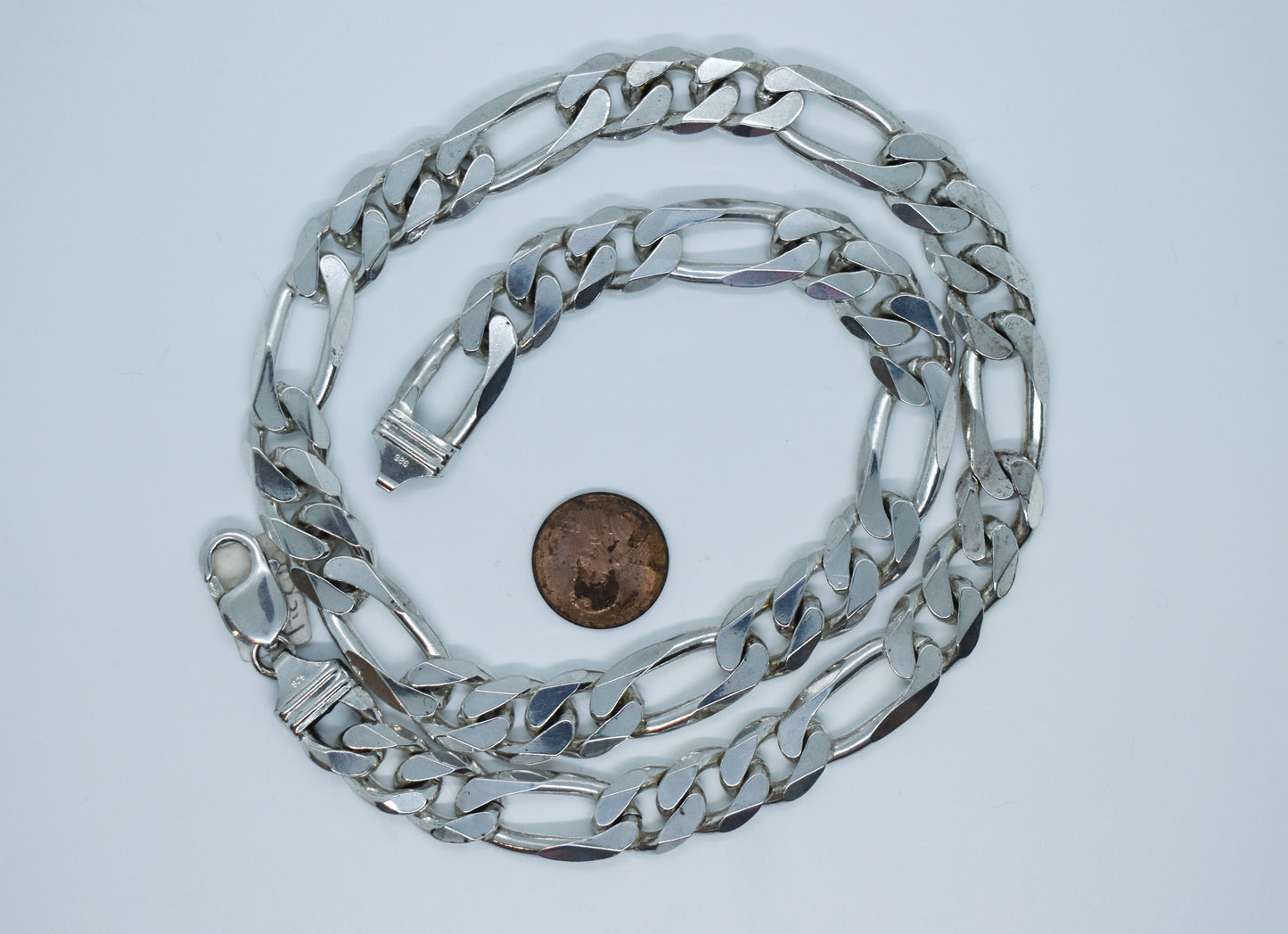 Vintage Sterling Silver Figaro Chain Necklace 22"