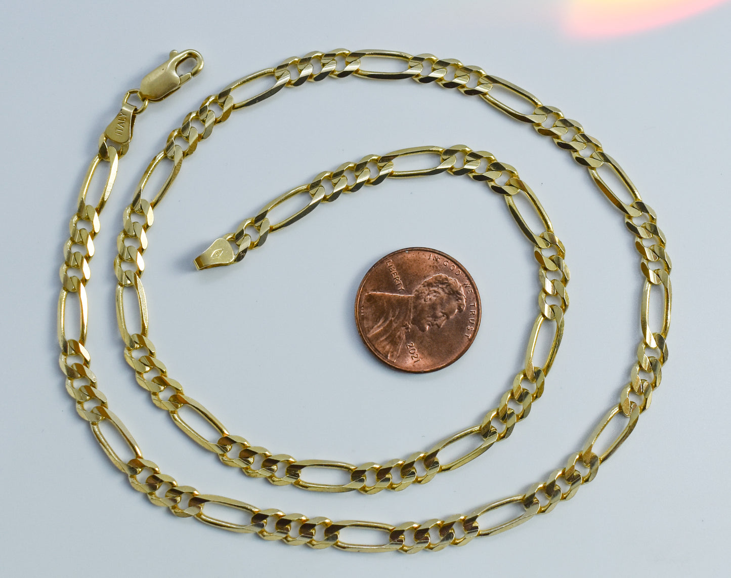 Vintage 10k Yellow Gold Figaro Chain Necklace 18"