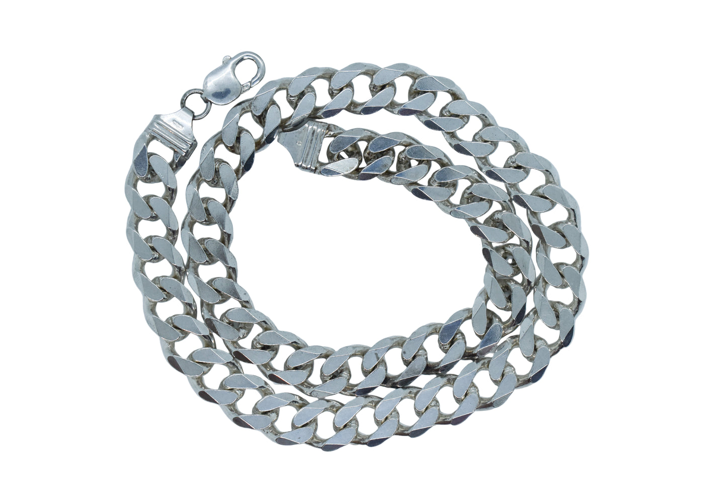 Vintage Sterling Silver Heavy Cuban Curb Link Chain Necklace 22"