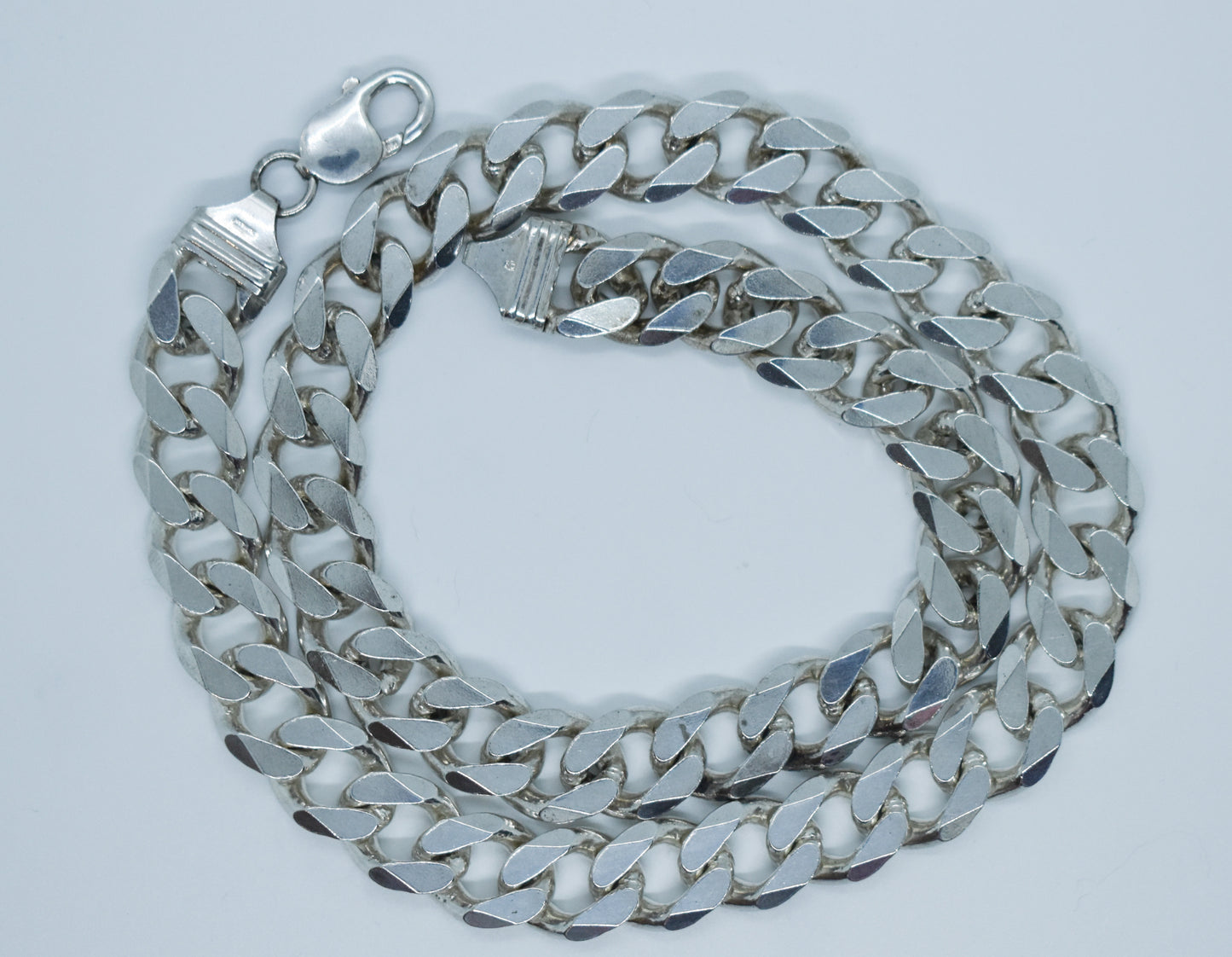 Vintage Sterling Silver Heavy Cuban Curb Link Chain Necklace 22"