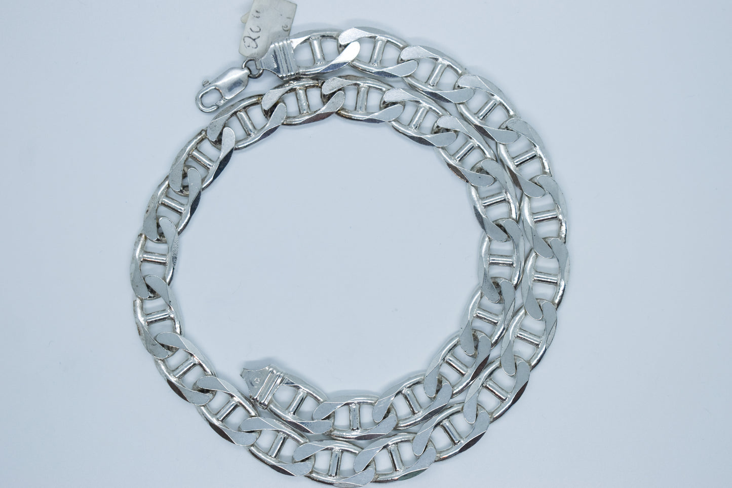Vintage Sterling Silver Flat Mariner Link Chain Necklace 20"