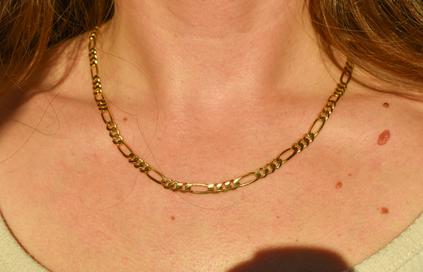 Vintage 10k Yellow Gold Figaro Chain Necklace 18"