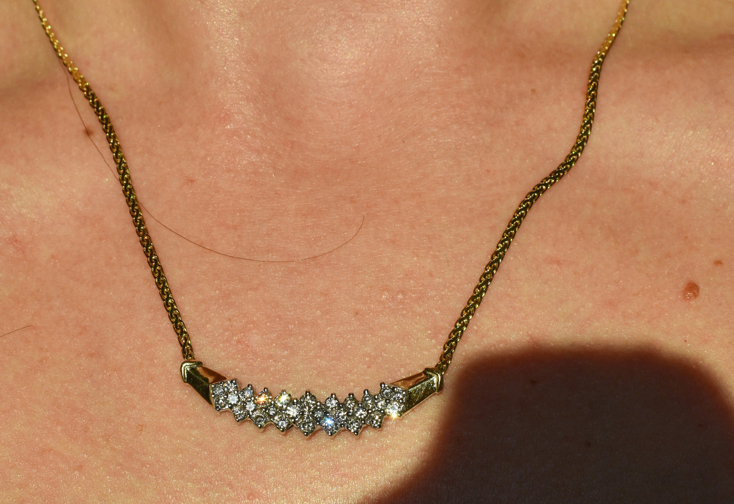 Vintage 14k Yellow Gold 1 CTW Diamond Necklace 17"