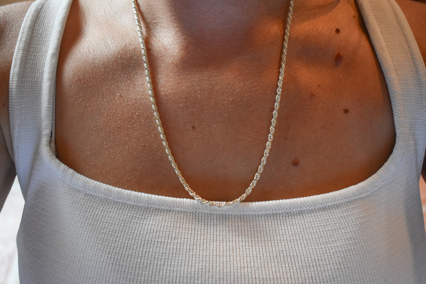 Vintage Sterling Silver Rope Chain Necklace 20"