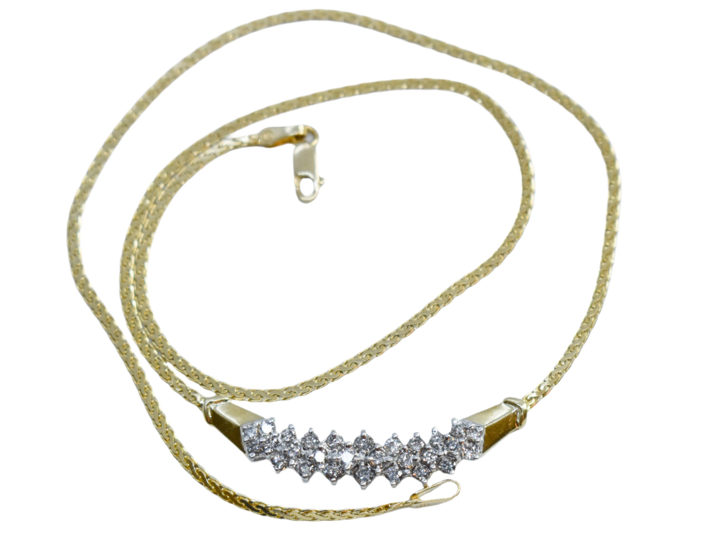 Vintage 14k Yellow Gold 1 CTW Diamond Necklace 17"