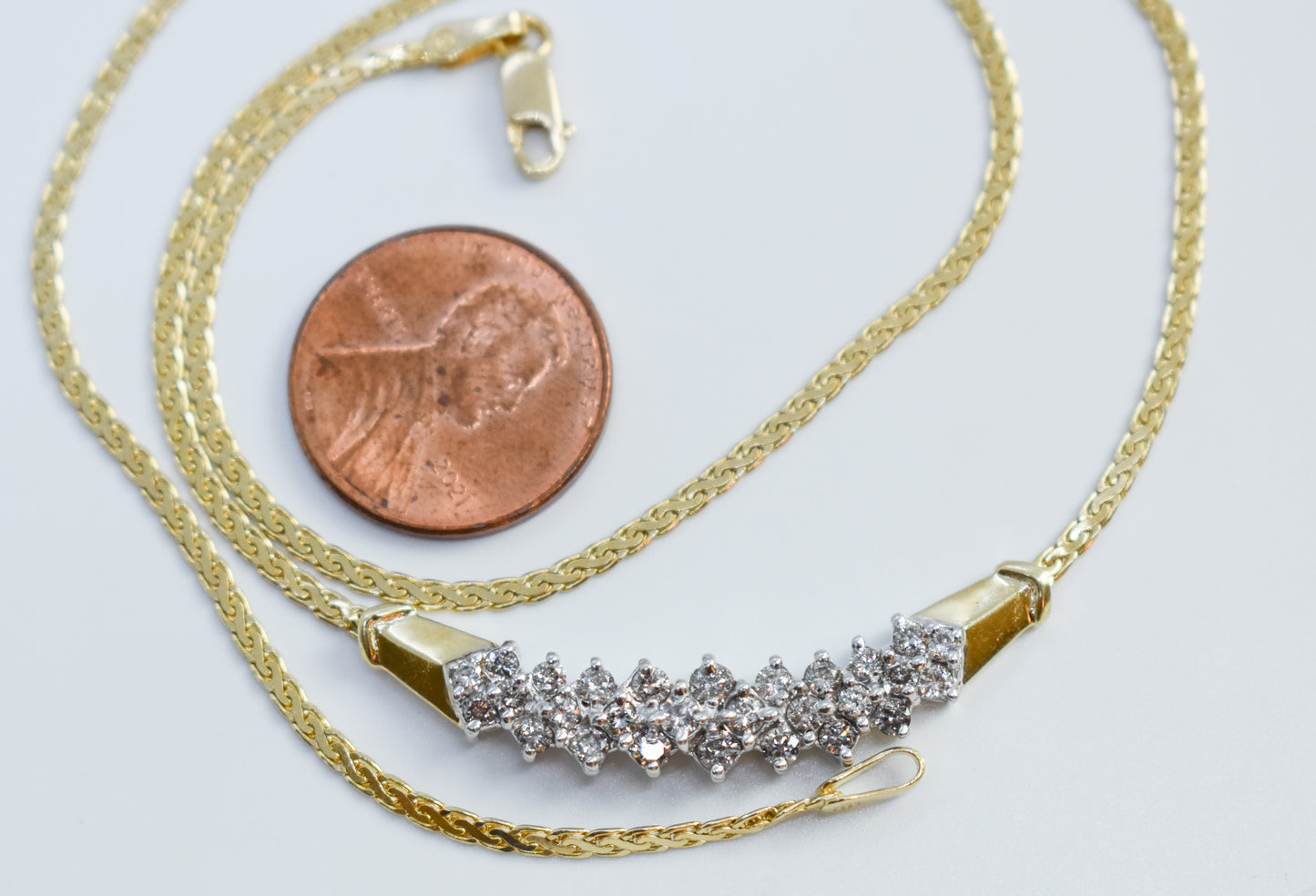 Vintage 14k Yellow Gold 1 CTW Diamond Necklace 17"