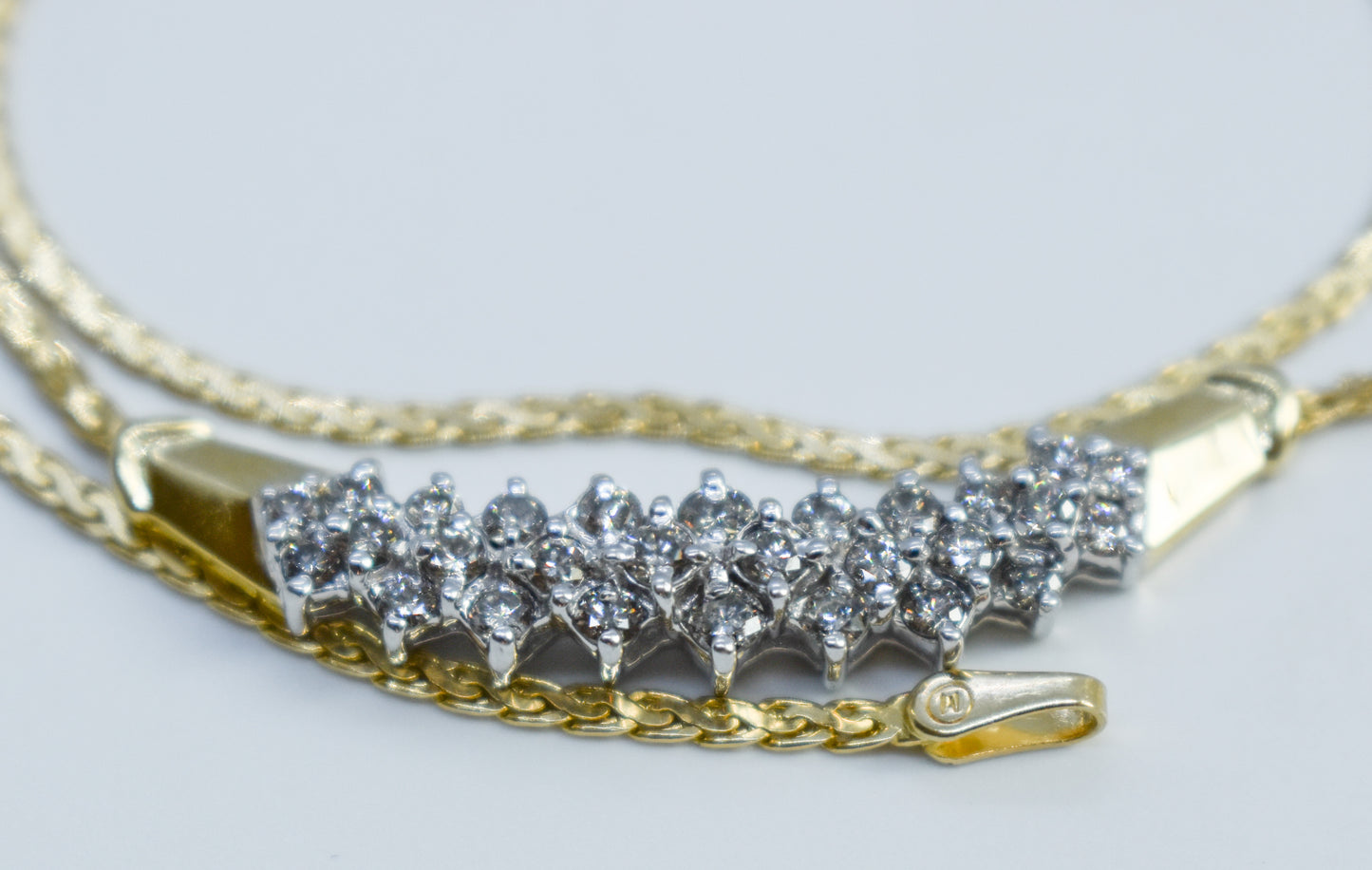 Vintage 14k Yellow Gold 1 CTW Diamond Necklace 17"
