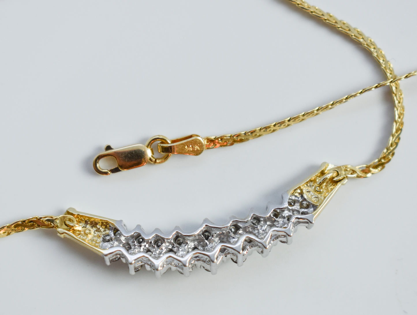 Vintage 14k Yellow Gold 1 CTW Diamond Necklace 17"