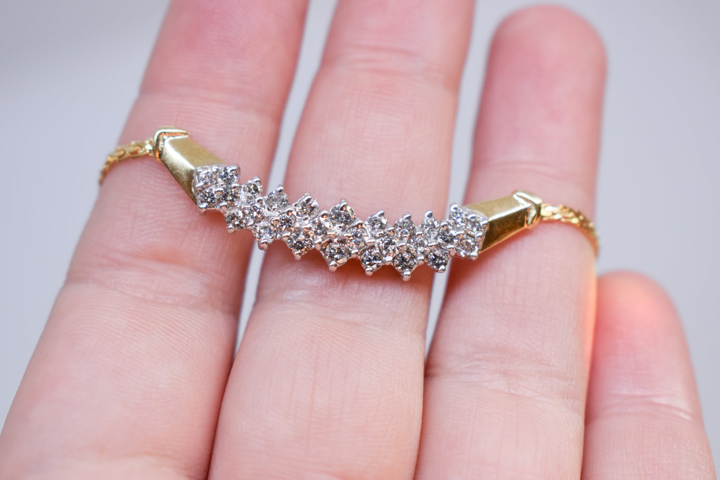 Vintage 14k Yellow Gold 1 CTW Diamond Necklace 17"