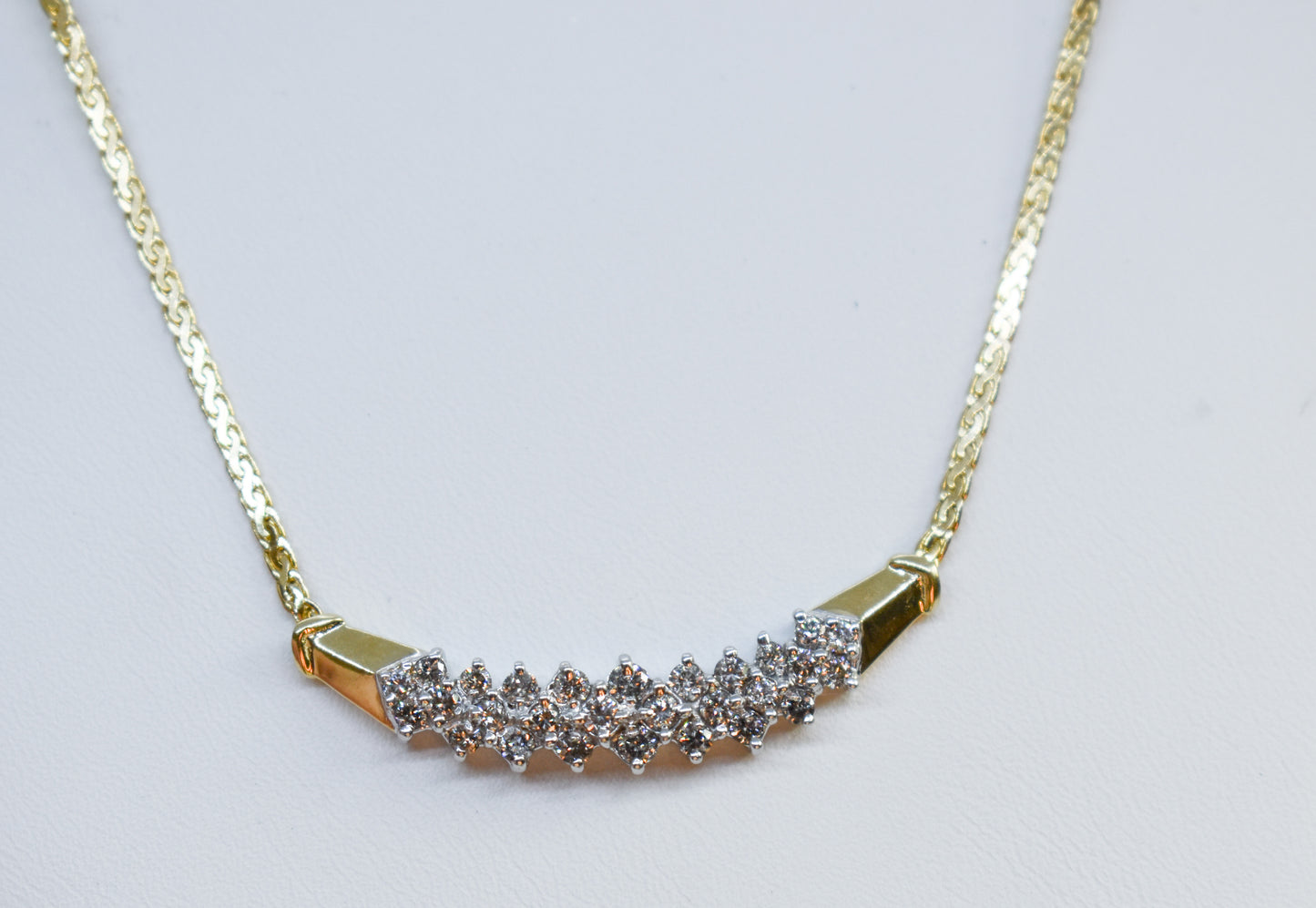 Vintage 14k Yellow Gold 1 CTW Diamond Necklace 17"
