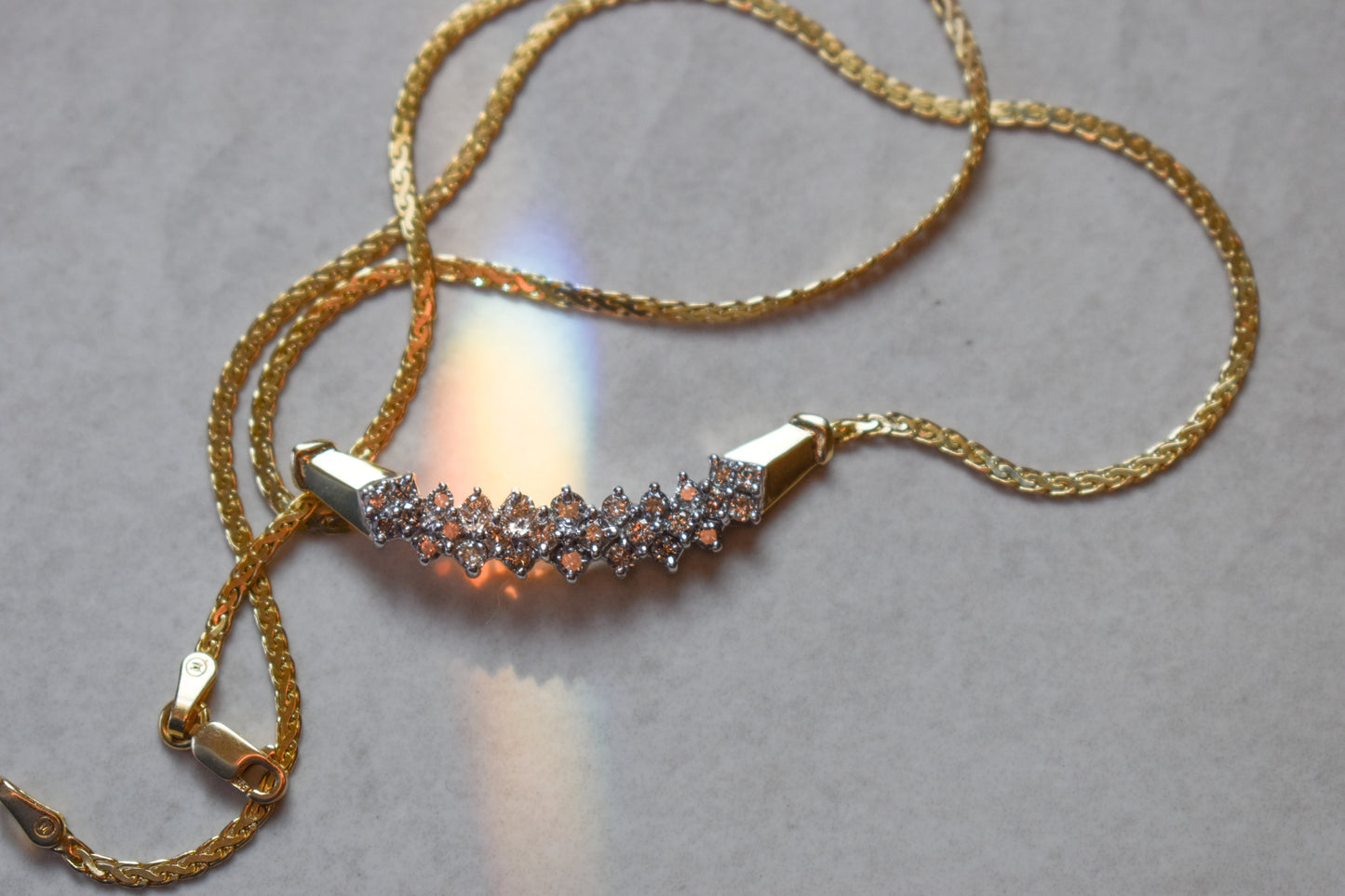 Vintage 14k Yellow Gold 1 CTW Diamond Necklace 17"