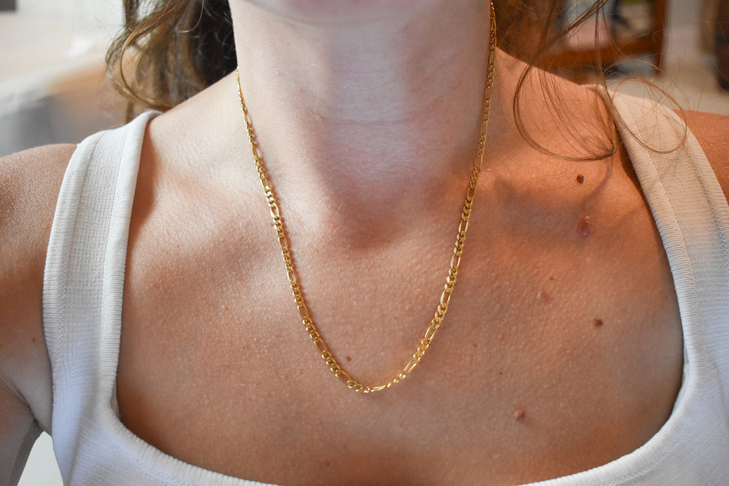 Vintage 14k Yellow Gold Figaro Chain Necklace 18"