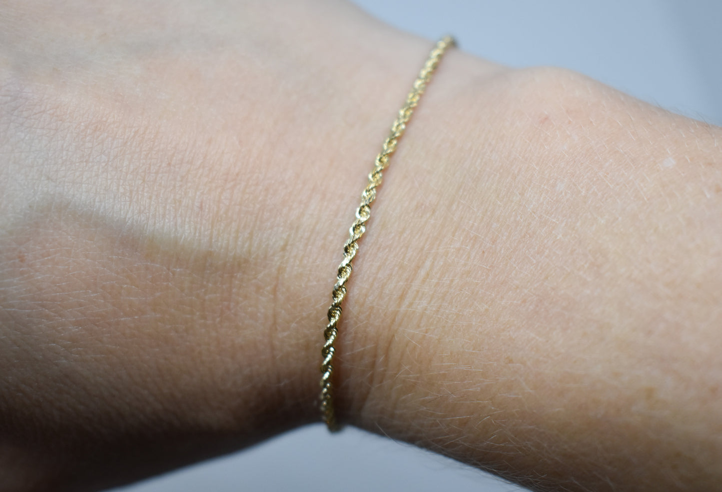 Vintage 14k Yellow Gold Rope Chain Bracelet 7"