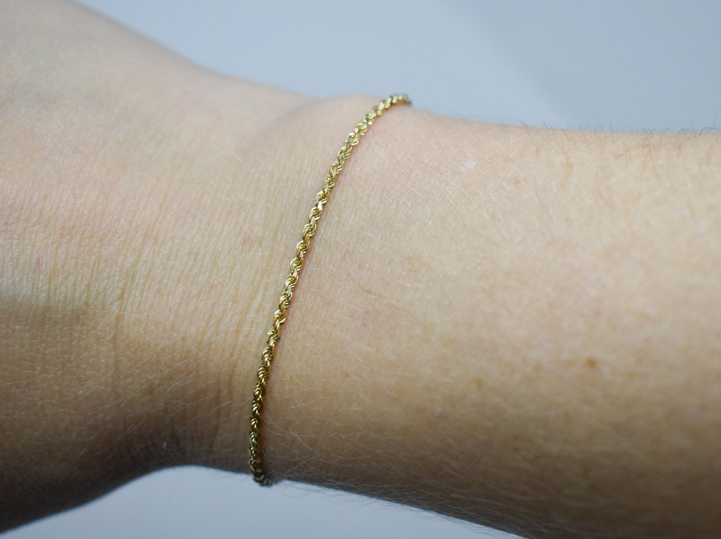 Vintage 14k Yellow Gold Dainty Rope Chain Bracelet 7"