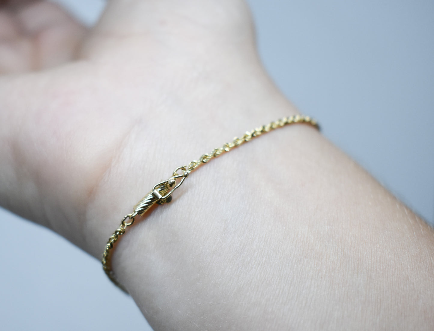 Vintage 14k Yellow Gold Dainty Rope Chain Bracelet 7"