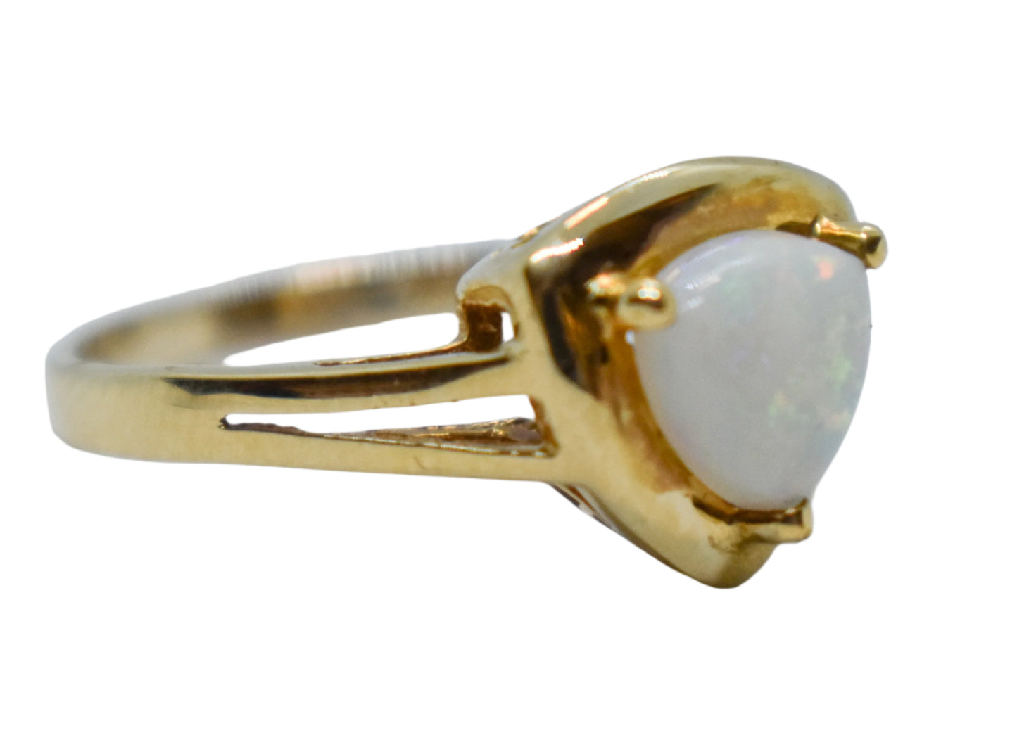 Vintage 14k Yellow Gold Trillion Opal Ring Size 6 1/2