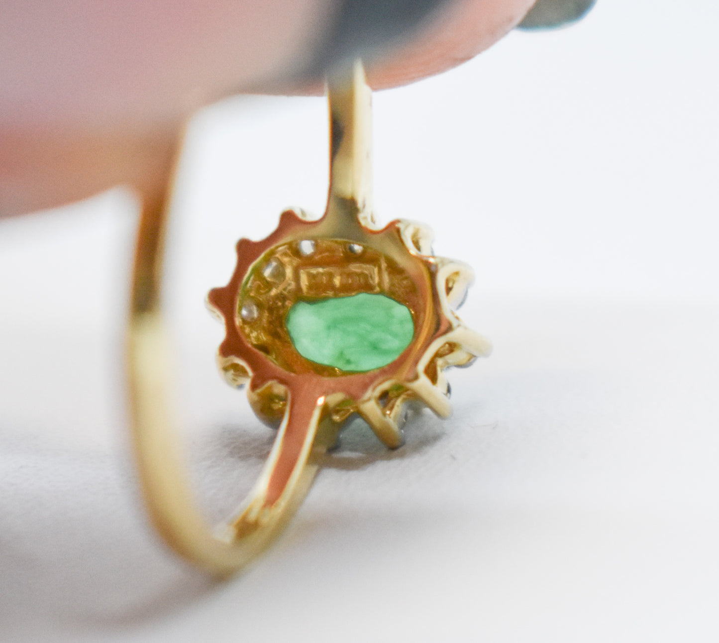 Vintage 14k Yellow Gold Emerald and Diamond Ring Size 7