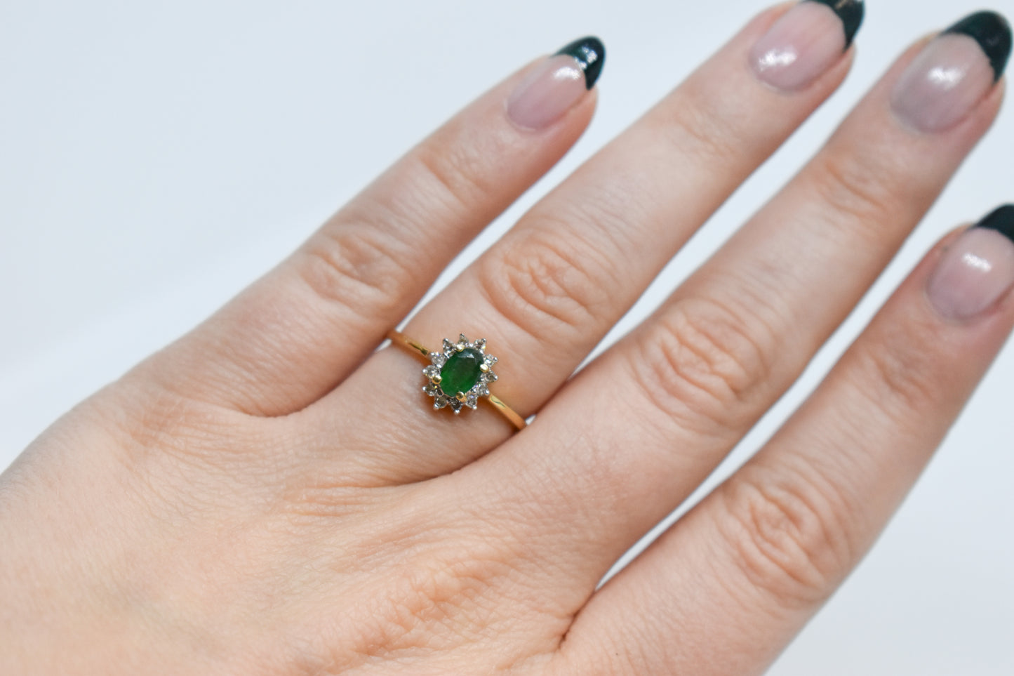 Vintage 14k Yellow Gold Emerald and Diamond Ring Size 7