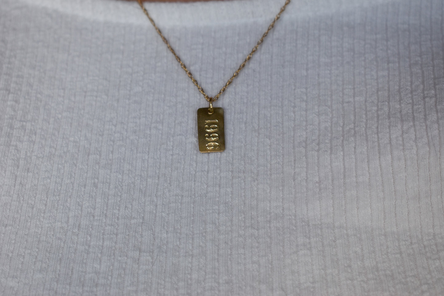New Handmade 14k Yellow Gold 1996 Pendant on a Dainty Chain 16"