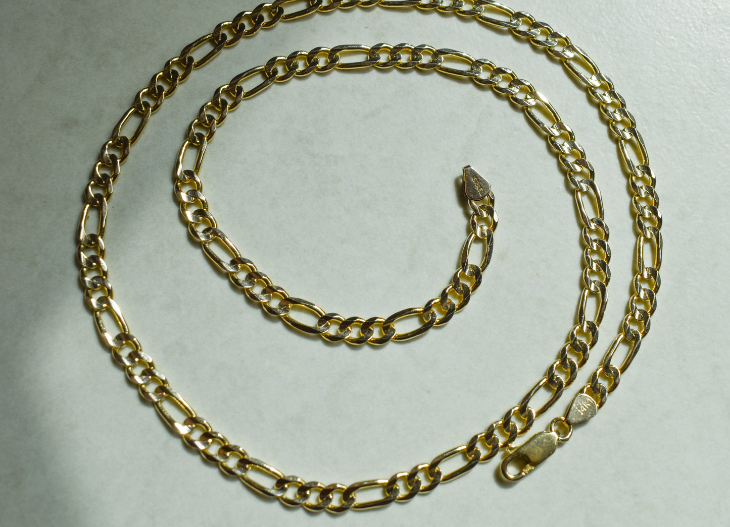 Vintage 14k Yellow Gold Solid Figaro Chain Necklace 20"