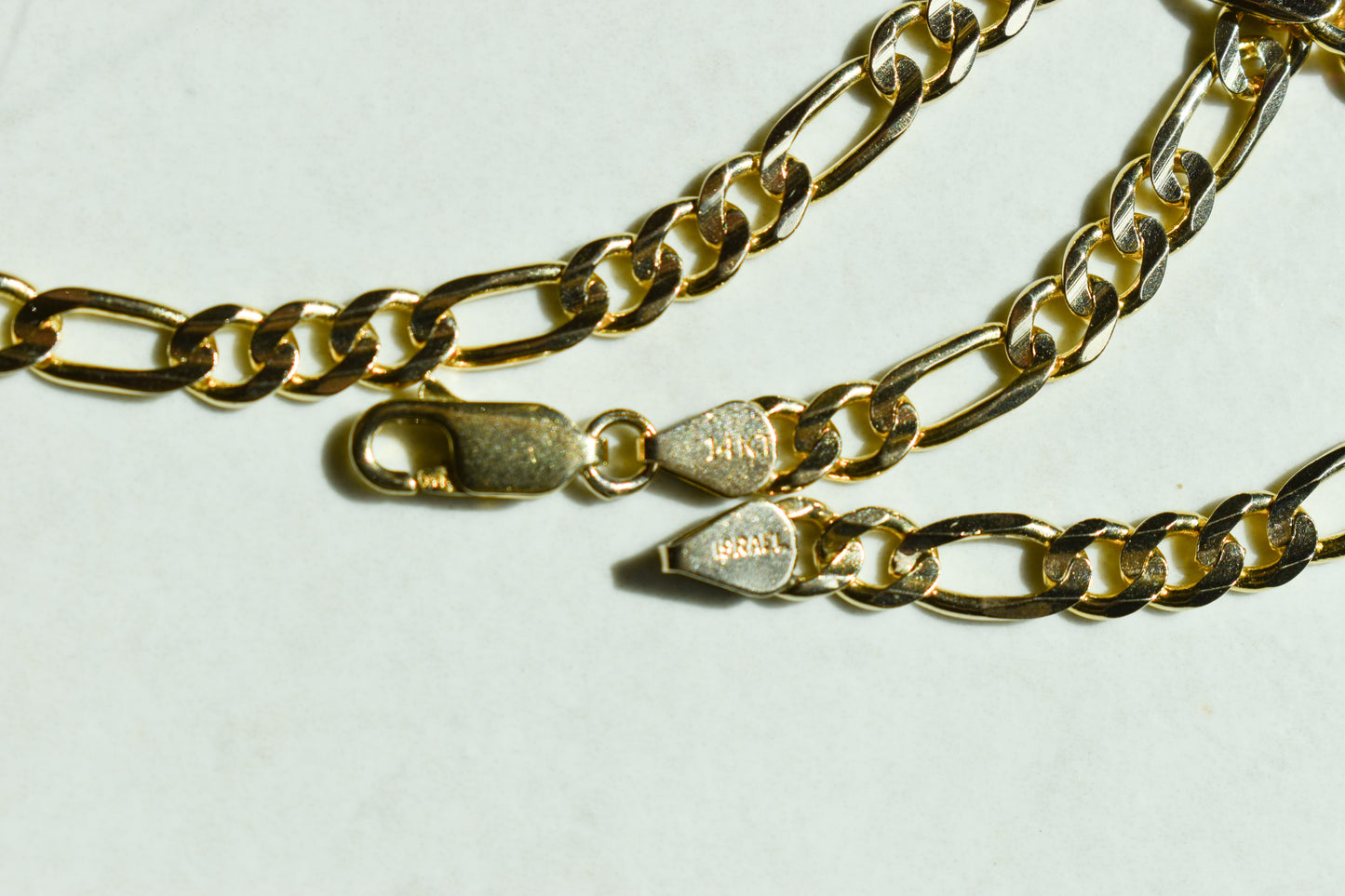 Vintage 14k Yellow Gold Solid Figaro Chain Necklace 20"