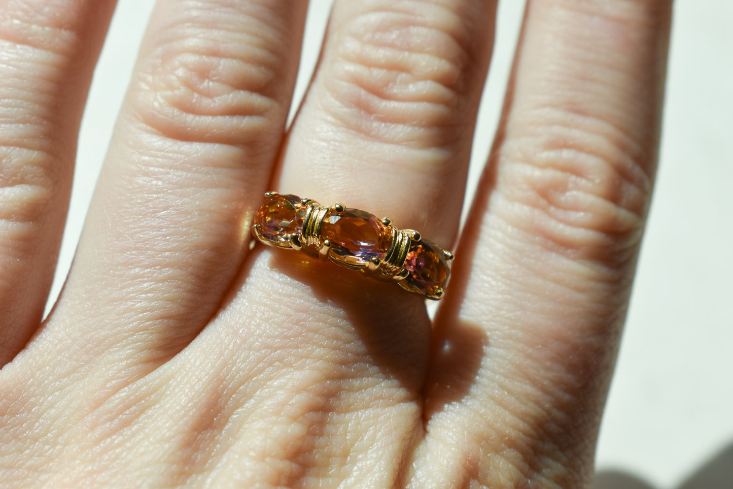 Vintage 14k Yellow Gold Mystic Fire Topaz Ring Size 8